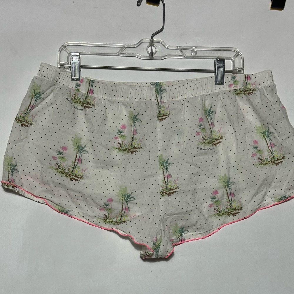 Victoria's Secret White and Pink Palm Tree Shorts